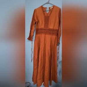 Rust Orange Eddy Maxi Dress with Lace Trim 16